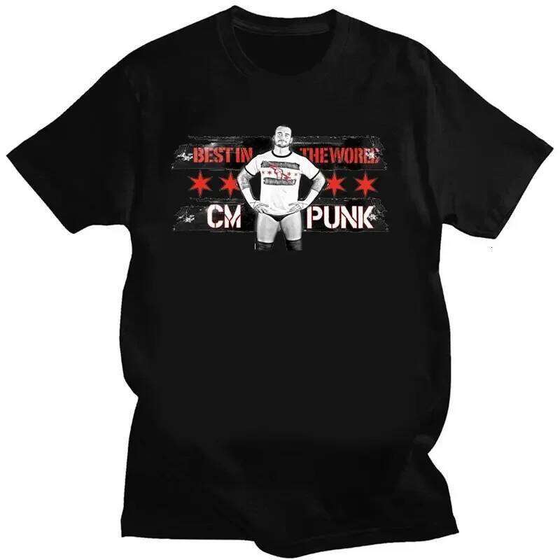 Hipster Clothing Cm Punk T Shirt Male Female American Pro Wrestler Fashion 2024 Black and White T-Shirt Classic Cool Street Wear C260228 - view 3