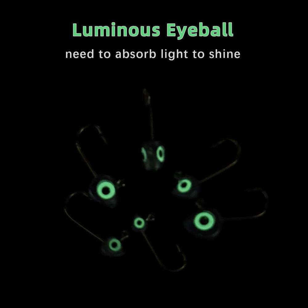 Topranc 10Pcs/Box Night Fish-Attracting 3D Fish Eye Jig Heads, Weighted Hooks, Lure Bionic Micro Baits Hooks Z260228