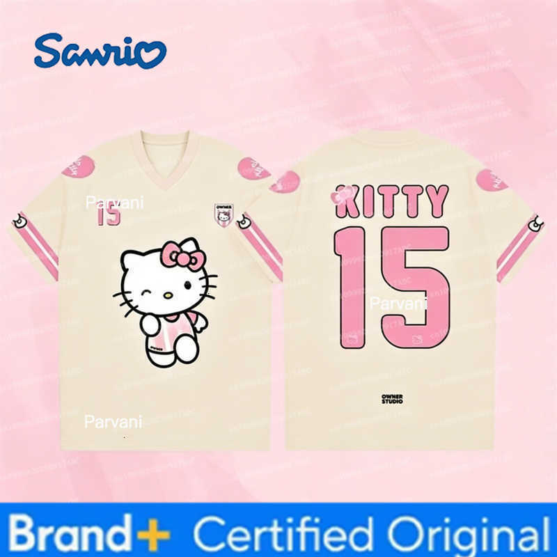 Sanrio Summer Men Tshirt Hello Kitty Short Sleeved Boys And Girls T-Shirt Cartoon Cute TShirt Comfortable Party Top Women T-shirt H260228
