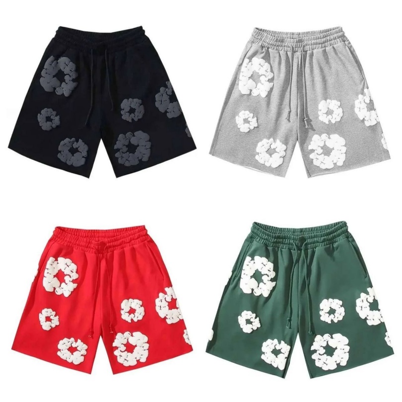 Shorts Casual Cotton Wreath Foam Graphics tearsshort Kapok Puff Comfortable Beach Pants Breathable Trend Quick Drying Drawstring Knee Length Shorts