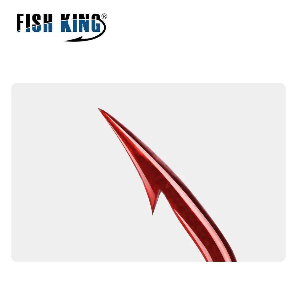 FISH KING 50pcs-100pcs Fishing 6#-10# Barbed High Carbon Steel Red With eyes Bent Baitholder Ringed Carp Hook Tackle Z260228