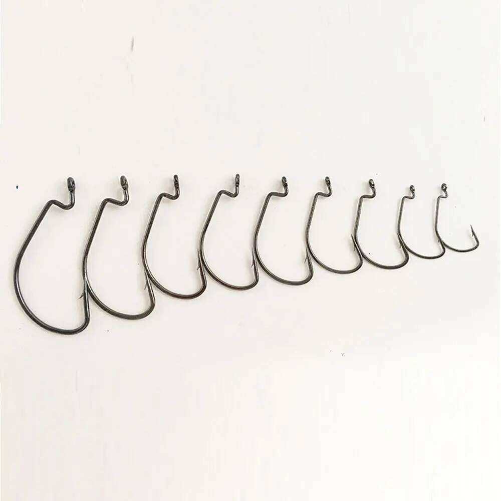 Hexakill 20pcs/lot 1#2#4#6# 10pcs/lot 1/0#2/0#3/0#4/0#5/0# wide crank fishing barded bass carp hook for soft worm lures Z260228