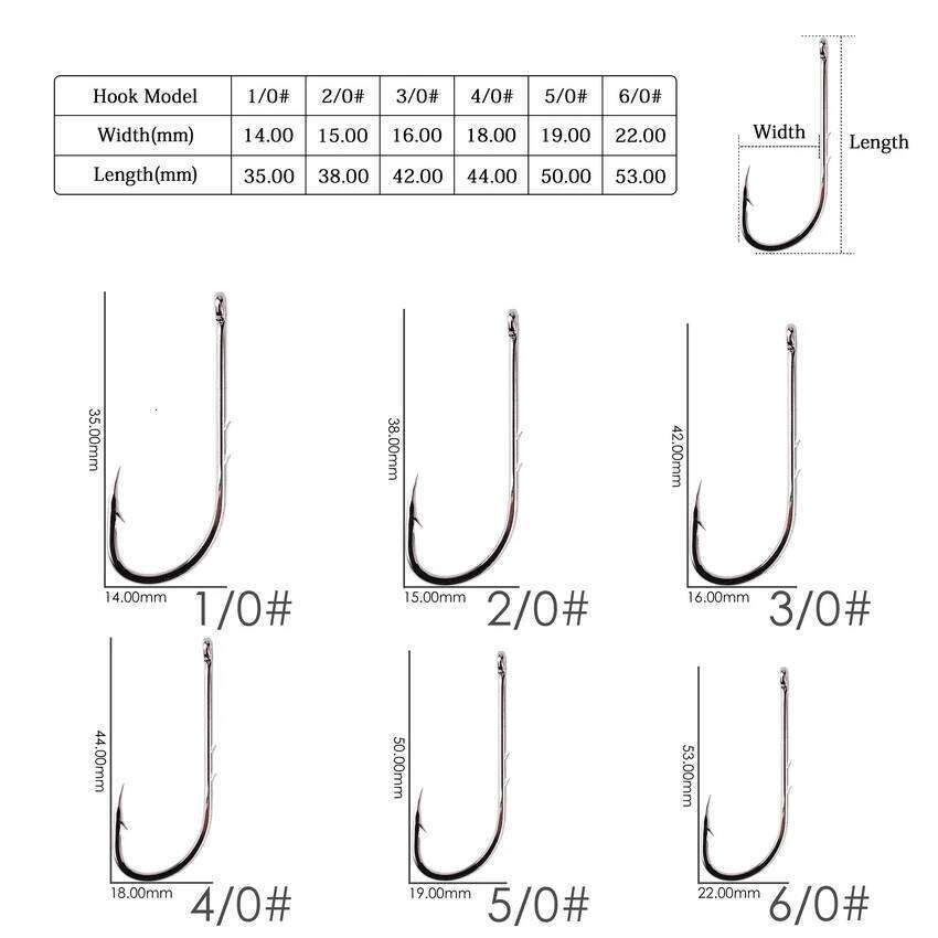 Long Shank Hooks For 100pcs 1/0#-6/0# High Carbon Steel Sharp Barbed Offset Narrow Bait Hook Fishing Tackle Accessories Z260228