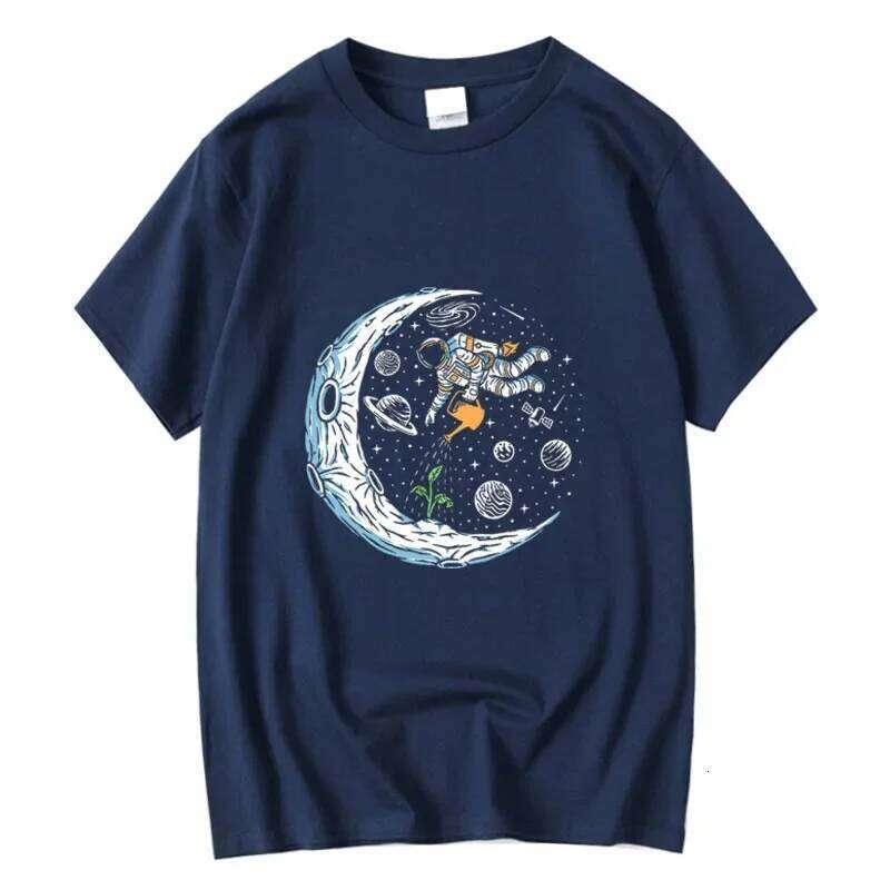 Summer Men's 100% Cotton Casual Funny Astronaut Design Print Loose O-neck T Shirt for Men Short Sleeve T-shirt Male Tops C260228 - view 3