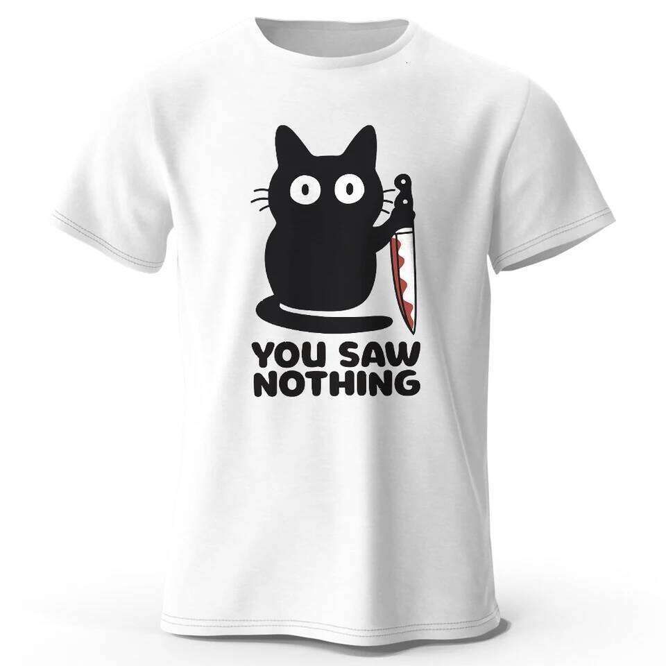 Women's Funny Cat Printed Basic Crew 100% Cotton T-Shirt, Breathable Round Neck Short Sleeve Tee Unisex Fit for Men & Women C260228 - view 4
