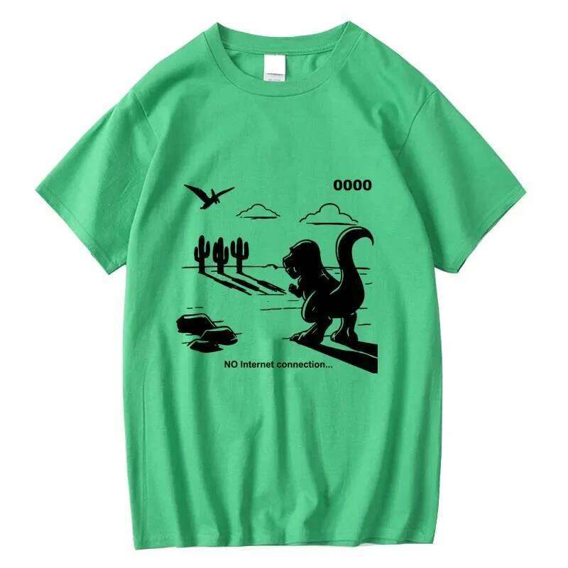 Men's 100%cotton Casual Funny Dinosaur Print Loose O-neck Summer Tshirt Short Sleeve T-shirt Male Tee Shirts Top C260228 - view 6