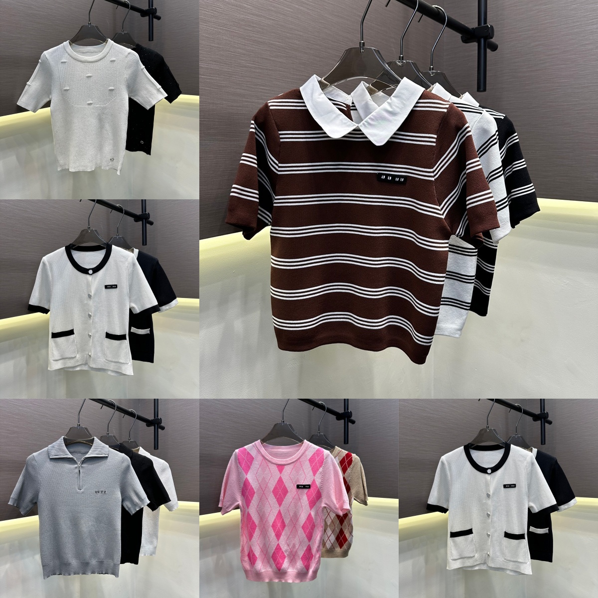 Luxury Women Casual Knits Tee Color Blocked Classic Short Sleeve Knitwear Summer Street Style Daily Stylish Knitted t Shirts