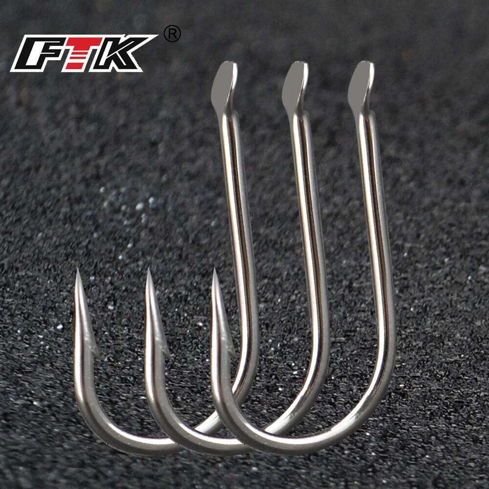 FTK 100pcs/pack Long Shank 1#-10# Fish High Carbon Steel Sharp Barbed Bait Hook Trout Bass Fishing Hooks Z260228