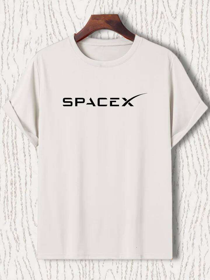 Men's Summer 100 Cotton Fashionable Casual Loose Large Size SPACEX Letter Pattern Printed Round Neck Short Sleeve T-shirt Top C260228 - view 7
