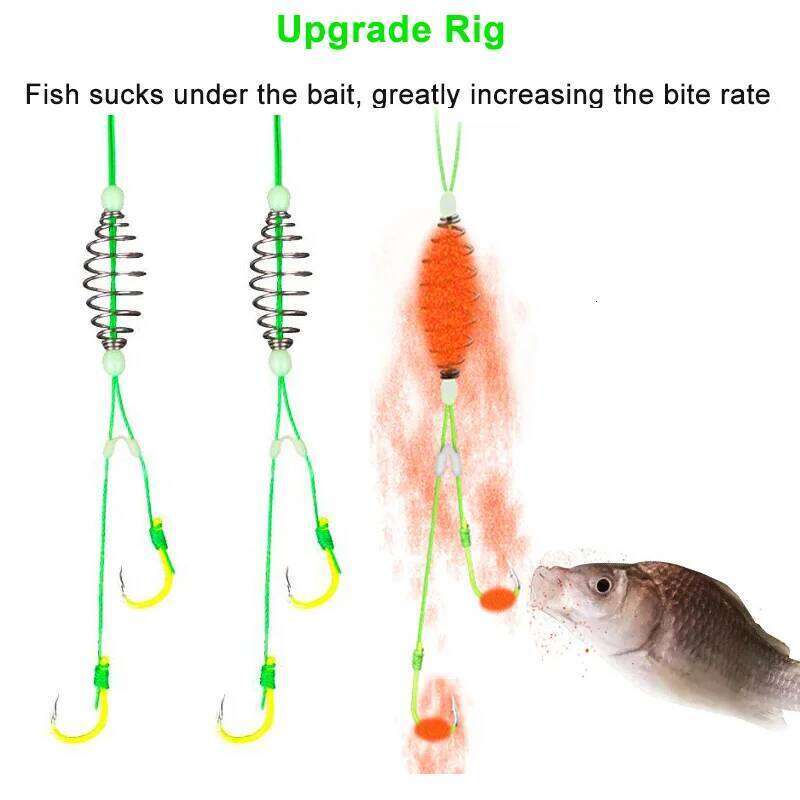 5 Pairs/Lot Double Barbed Carbon Steel Fishing Hook with PE Line Anti-winding Bighead Carp Anti-tangle Explosion Hooks Z260228