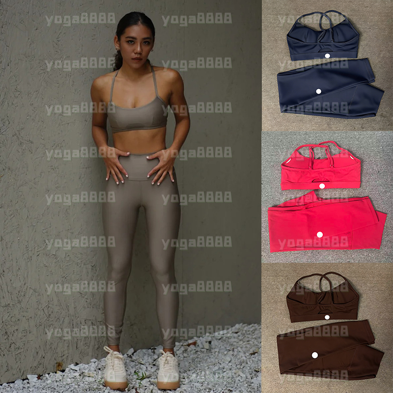 Women's Airlift Bra Yoga Set Sexy Spaghetti Strap Beautiful Back Sports Bra Nude Feeling Moisture Wicking High Waist Yoga Pants Butt Lifting Pilates Fitness Suit