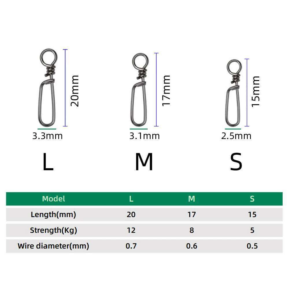 DNDYUJU 50-200pcs Stainless Steel Squid Connector Snap Lure Pin Swivel Solid Rings Safety Snaps Fishing Hook Z260228