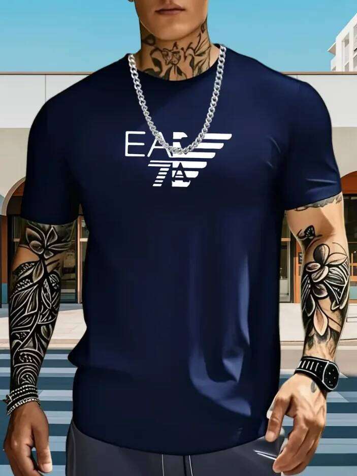 Men's Geometric Print - Breathable Summer Short Sleeve Tee Is Machine Washable A Versatile Look for Casual Wear C260228 - view 7