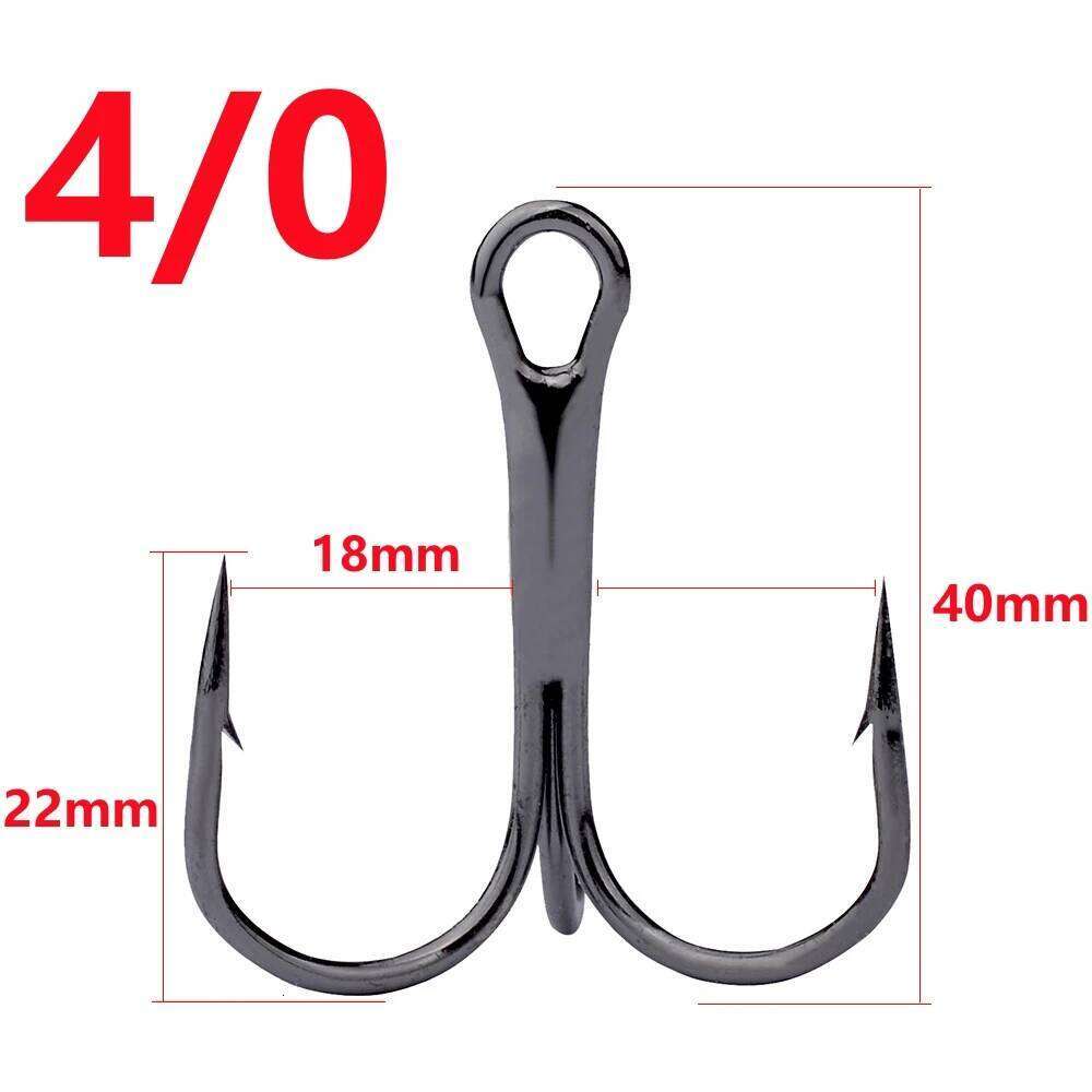 10Pcs/lot 2# 4# 6# 8# 10# 1/0 2/0 3/0 4/0 5/0 Black Hook High Carbon Steel Treble Overturned Hooks Fishing Tackle Z260228