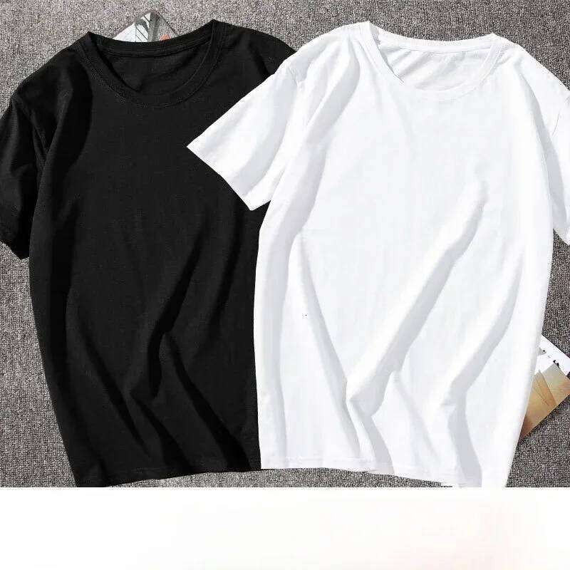 100% cotton Solid Tshirts Mens Short Sleeve Fashion Brand Trend White Black Clothing Tees Woman Customized Products Summer C260228 - view 5