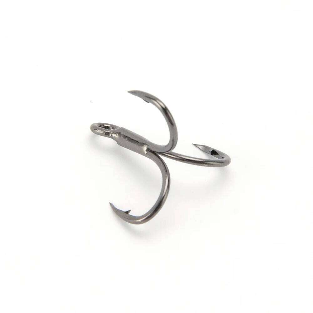 HYBOLAN 10pcs Fishing 4X Strong Black Treble Hook Super Sharp High-Carbon Steel High Strength Saltwater accessories Tackle Z260228
