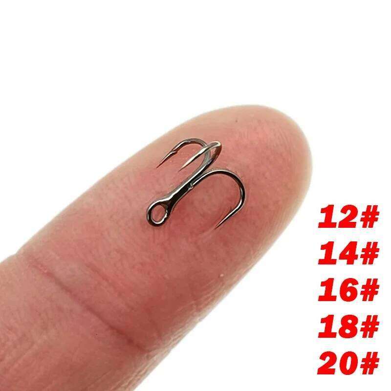 New High Quality 5pcs/box 2xStrengthen Micro Small Origin Steel Alloy Sharp Lure Treble Hook 12-20# Fishing Tackle with Box Z260228