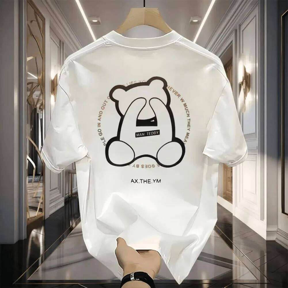 Men's T-shirt - New print short-sleeved personalized design round-neck relaxed trendy style printed pure cotton shirt C260228 - view 5