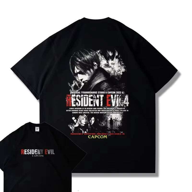 CAPCOM Game PS5 Resident Evil 4 Remastered Short Sleeve T-shirt Men's and Women's Loose Clothes Leon Printed Harajuku Y2k Top C260228 - view 4