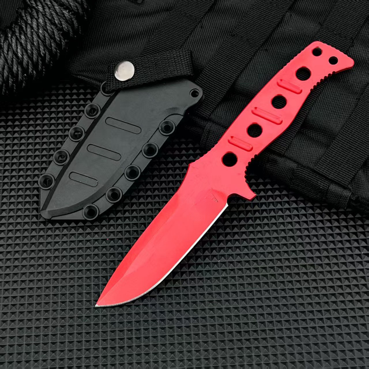 High Hardness 375 Defensive Fixed Blade Knife with Sheath Outdoor Portable Survival Knife Hiking Emergency Multi-Purpose Tool