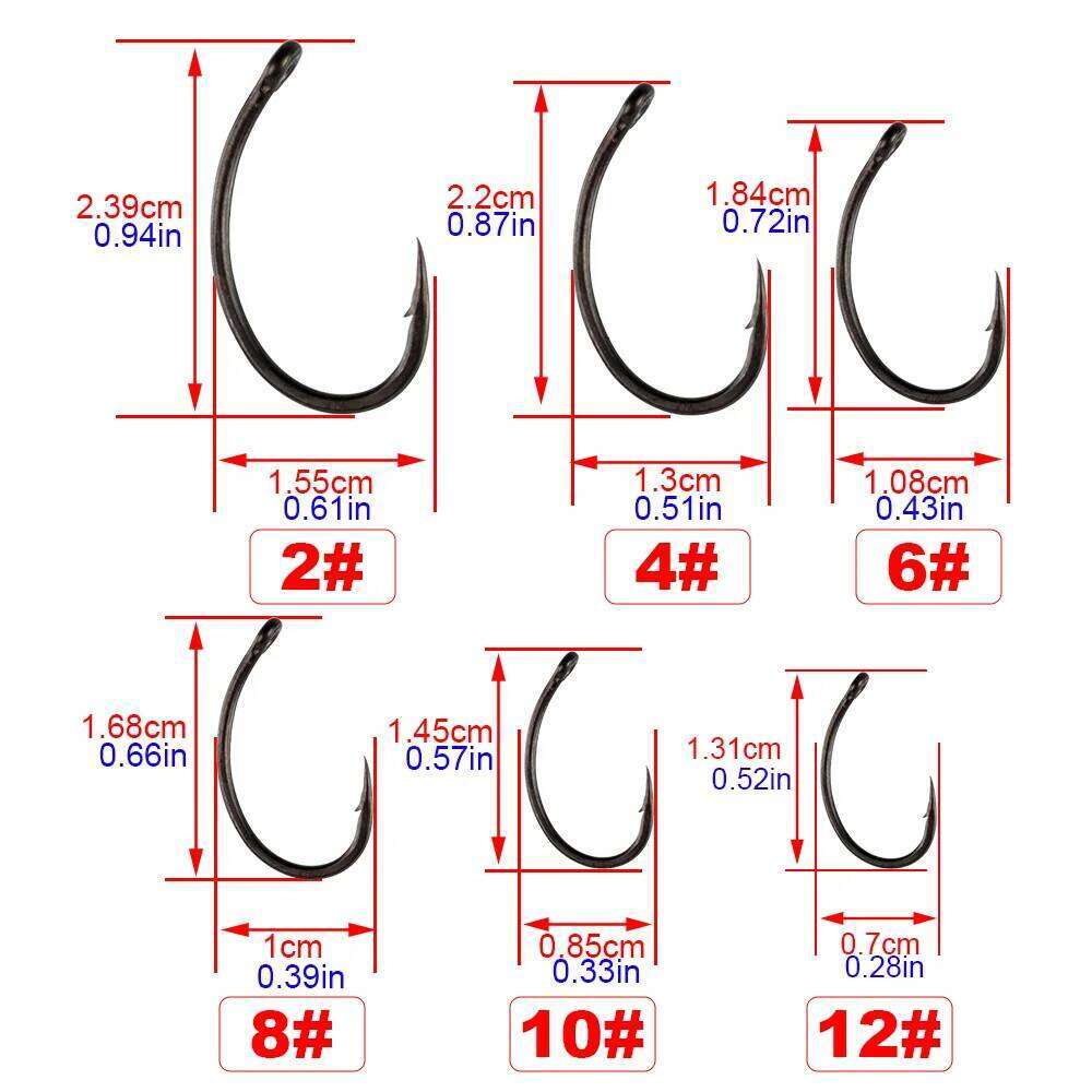 Hirisi 50pcs PTFE Coating Carp Steel Barbed Hooks In Box 8011 Fishing Accessories Z260228