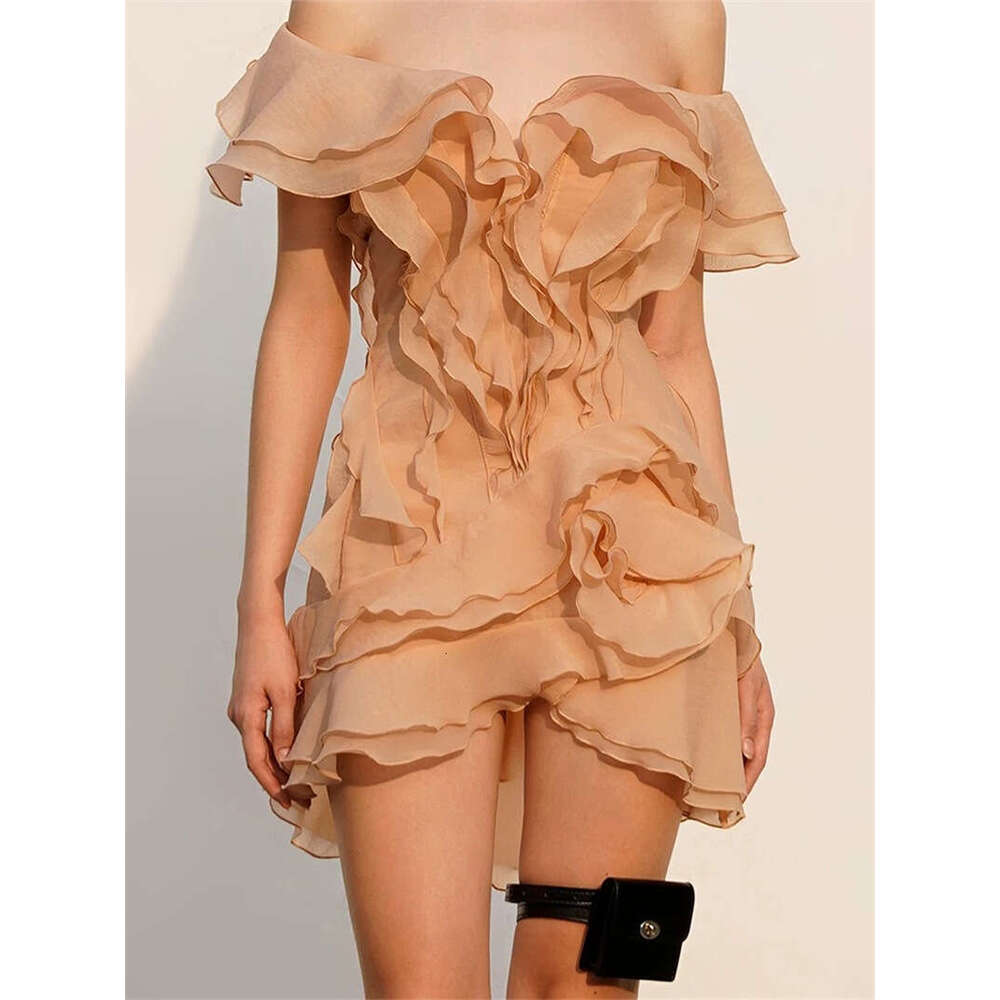 2026 summer women's niche fashion brand fashionable and elegant off shoulder a2 collar short skirt