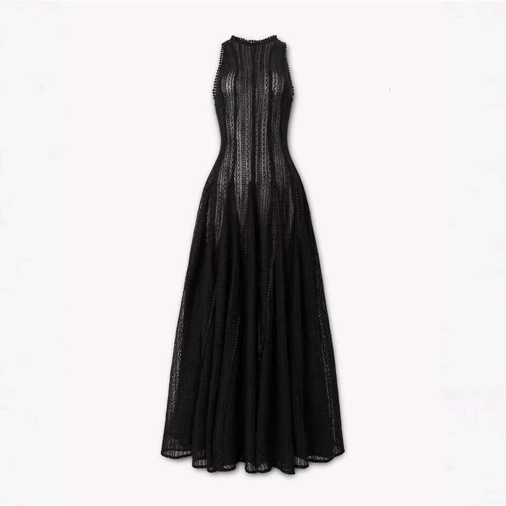 2026 summer niche a3 design high waisted goddess style sleeveless solid color elastic slim fit long skirt with a wide hem