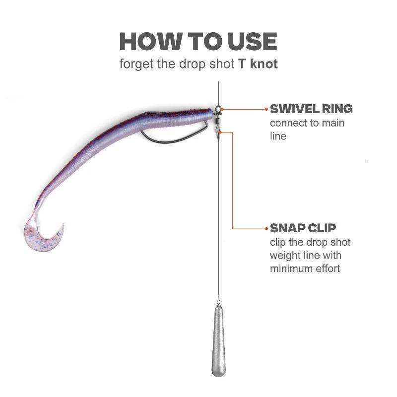 30PCS Swivel Drop Shot Hooks - Quick-Clip Design, Easy Dropshot Rigging for Bass Fishing 2# 1# 1/0 2/0 3/0 4/0 Z260228