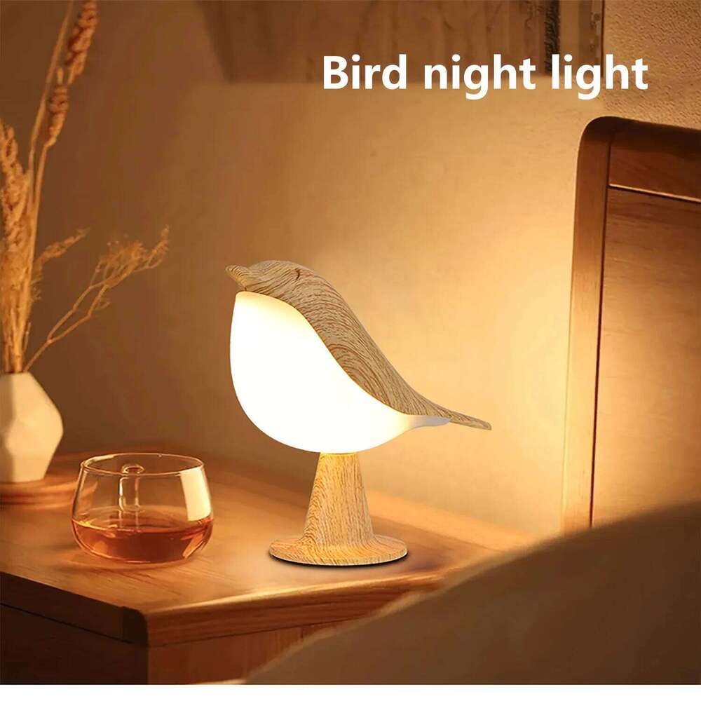 A cute LED night lamp featuring small bird design, a three-adjustable-setting bedside lamp, an artistic, rechargeable, touch-o Z260227