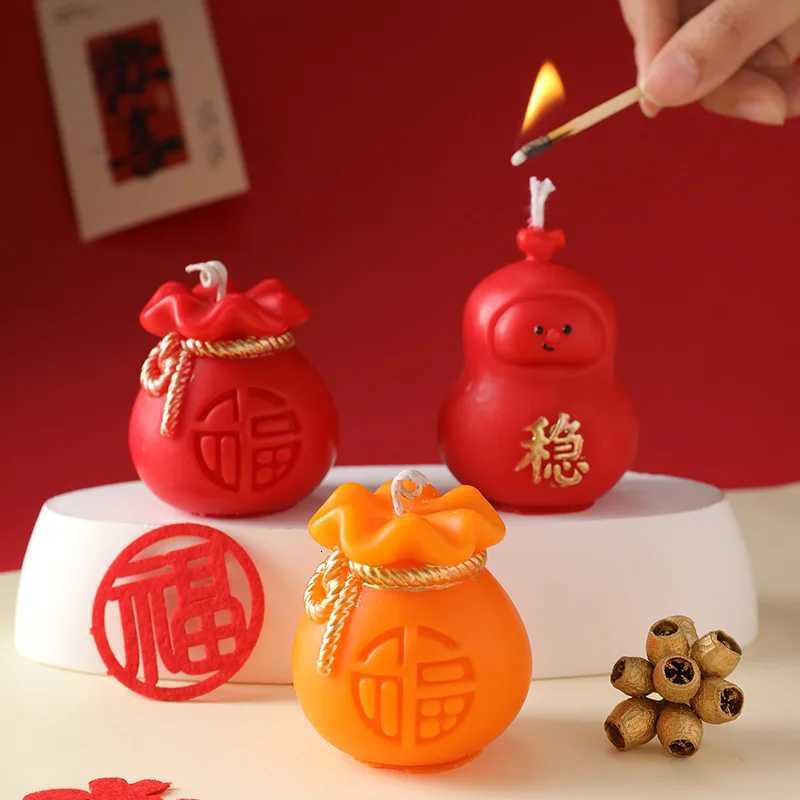 Aromatherapy Candle Fortune Bag Shaped Festive Souvenir for Chinese New Year Atmosphere DecorT260228