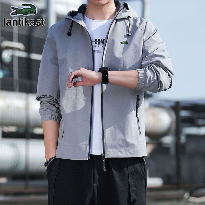 Noble designer Crocodile Men's Autumn Winter New Casual Jacket Male LANTI KAST Student Stylish Korean Version Trendy Slim Fit Trench Coat