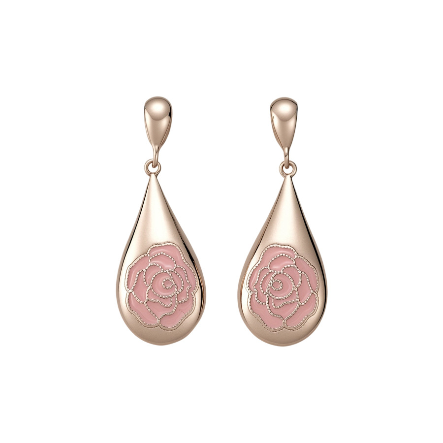 Silver needle oil-drip flower drop earrings, unique sweet, elegant earrings with a light luxury and high-end feel, niche design - view 5