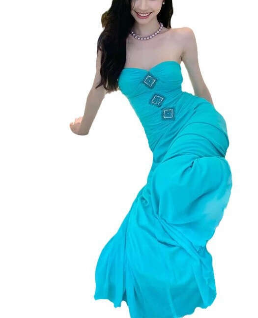 2026 spring/summer a3 celebrity style beach vacation sexy strapless slim fit mermaid long skirt