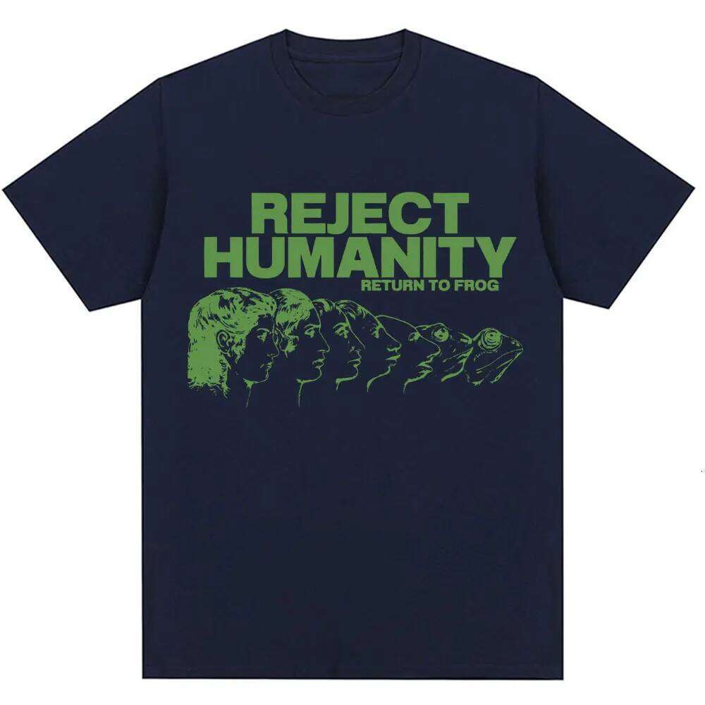 Reject Humanity Return To Frog Funny Meme T-shirt Humor Fashion Design Men Women T Shirts Animorphs Evolution Loose Cotton Tees C260228 - view 6