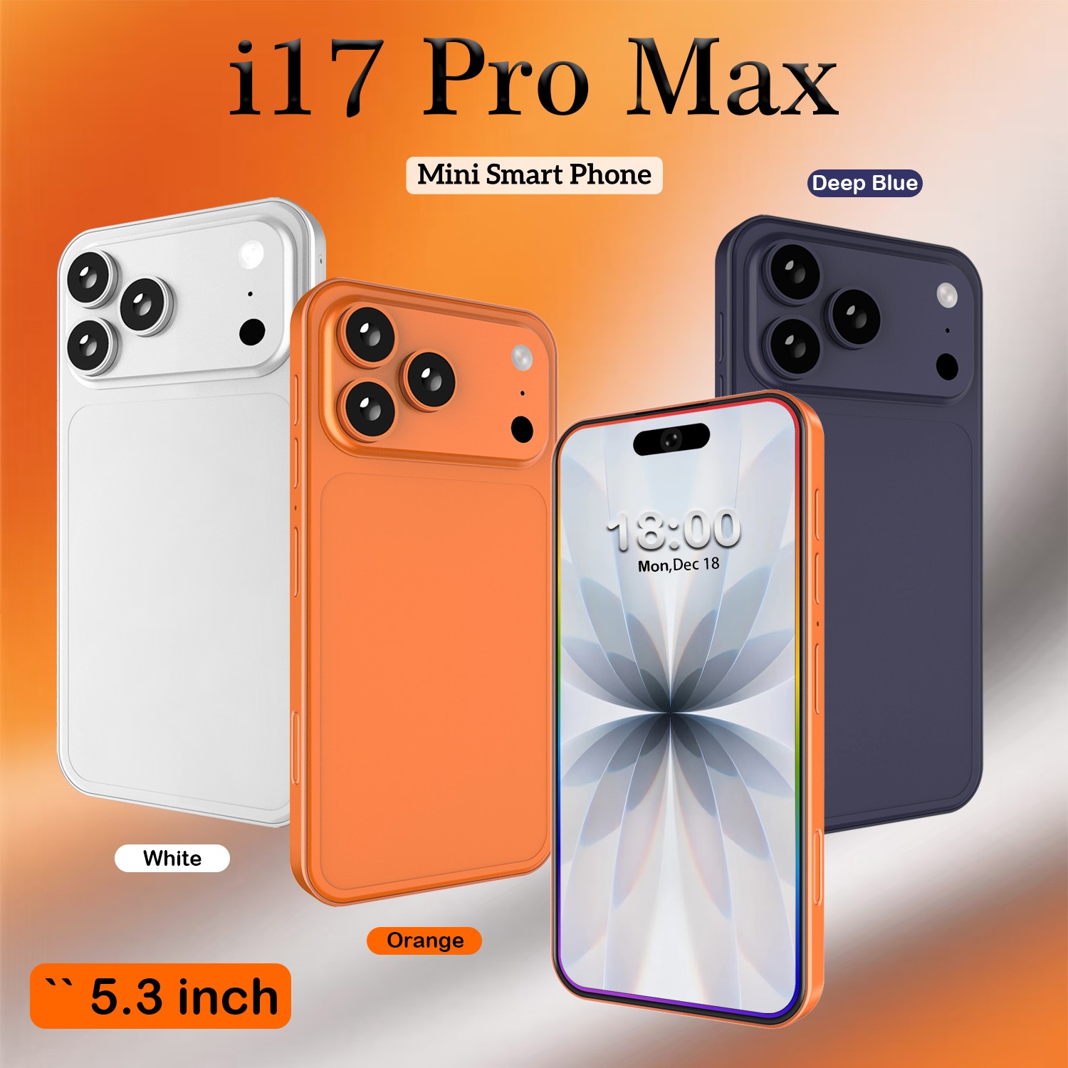 i17Pro Max Original global version Snapdragon 8 Elite 12core 5G smartphone 5.3-inch incell screen resolution:1440*3040 72MP+108MP battery 8000mAh OTG Fast Charging