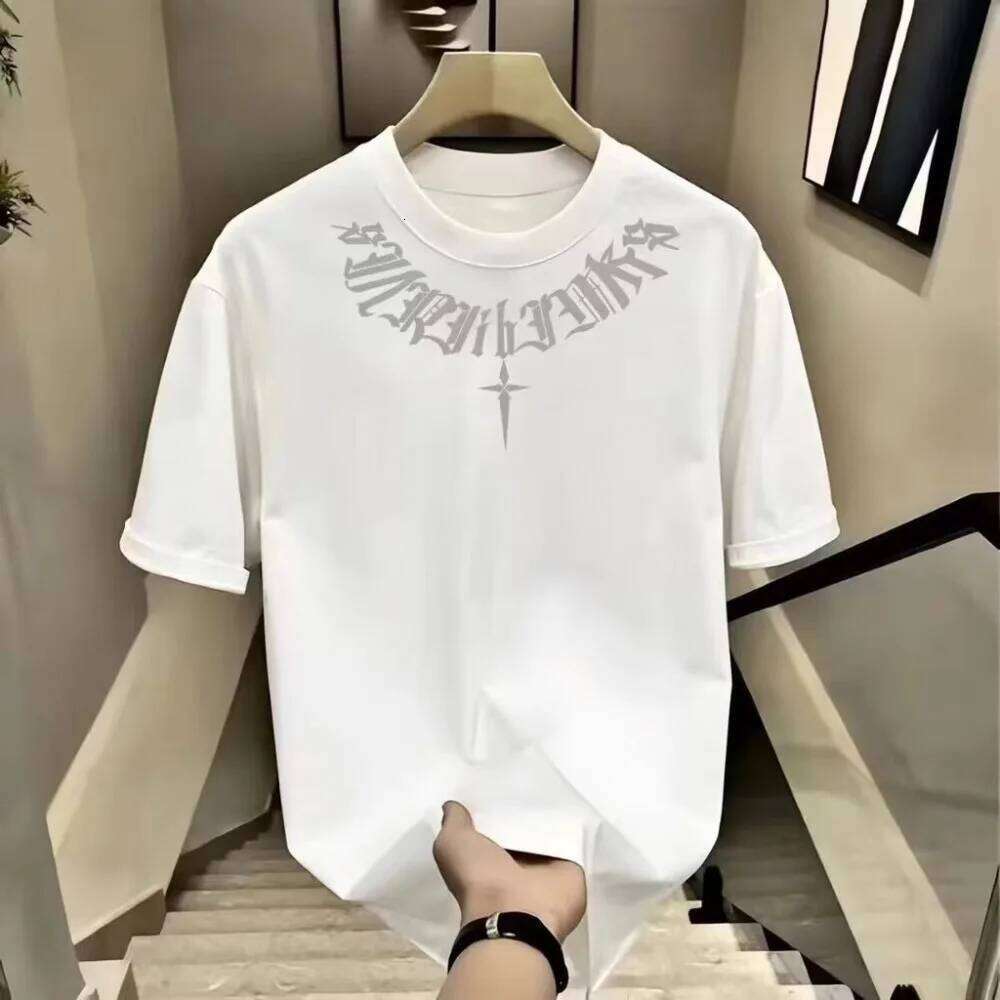 New trendy personalized printed short-sleeved men's T-shirt, loose-fitting and versatile pure cotton T-shirt C260228 - view 3