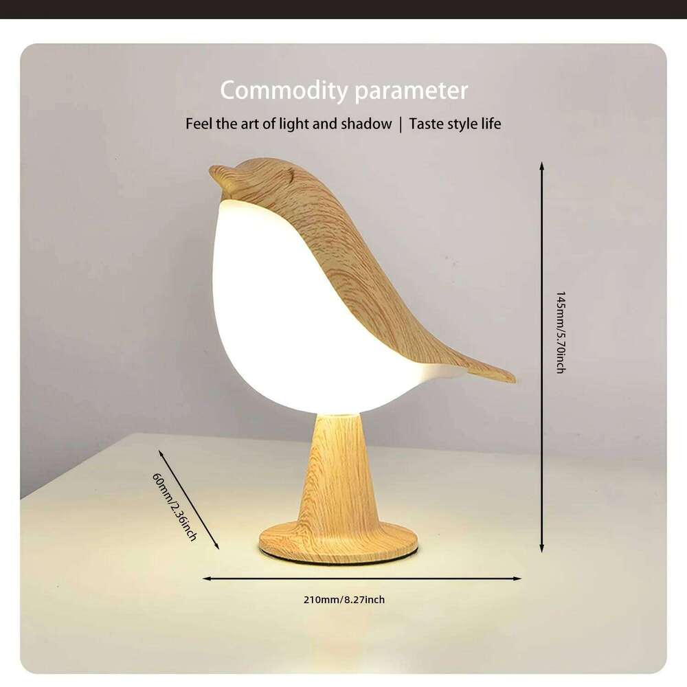 A cute LED night lamp featuring small bird design, a three-adjustable-setting bedside lamp, an artistic, rechargeable, touch-o Z260227