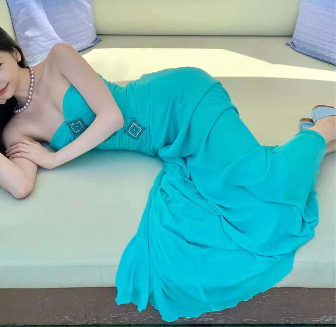 2026 spring/summer a3 celebrity style beach vacation sexy strapless slim fit mermaid long skirt