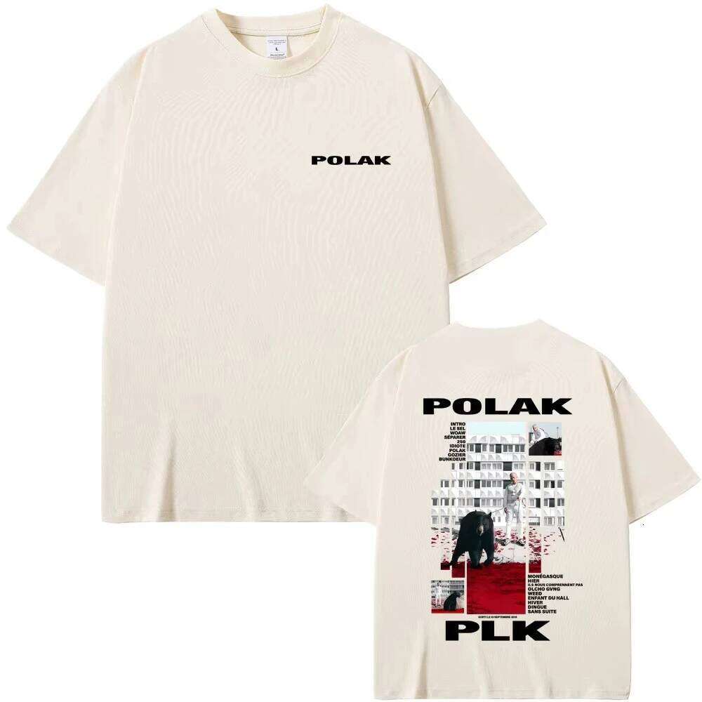 POLAK Men's Casual Graphic Print Cotton Blend T-Shirt, Black Polka Dot Rapper Shirt - view 3