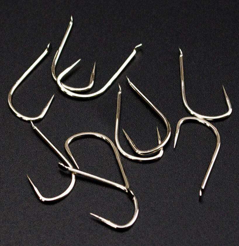 DYGYGYFZ 50pcs Reinforced Sleeve White No Barbed High Carbon Competitive Fish Table Hook Fishing Supplies Z260228