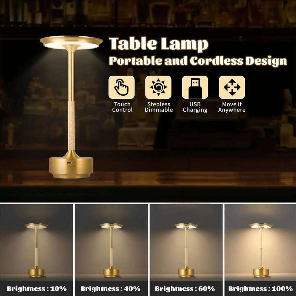 3 Color Table Lamp Golden Black Led Silver Dimming Rechargeable With Control Lamps Touch Usb Usbc For Bedroom Desk Bedside Z260227