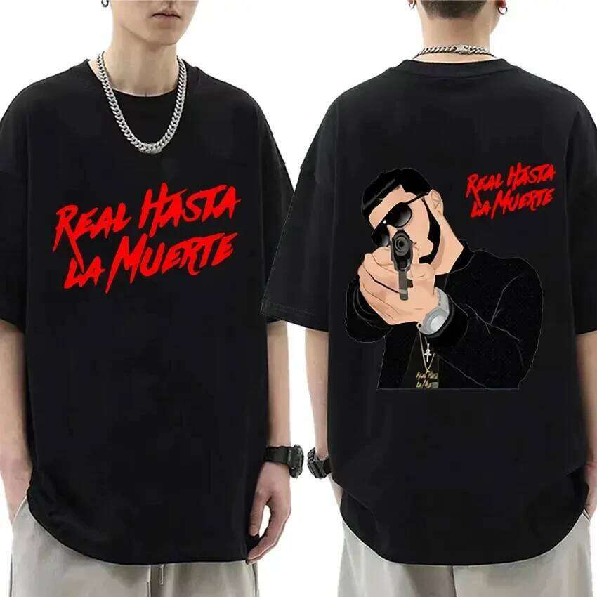 Rapper Anuel AA Real Hasta La Muerte Print T-shirt Hip Hop Oversized Short Sleeve Shirt Men Women Fashion T Shirts C260228 - view 3
