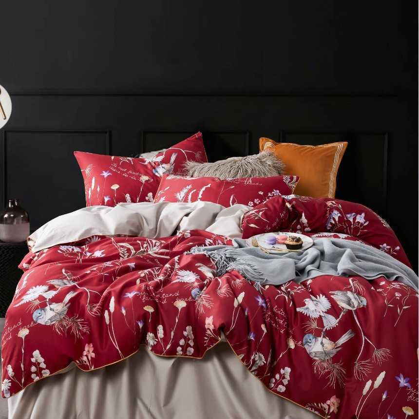 Luxury Egyptian Cotton Bedding Set Queen King size Bright Flamingo Leaf Duvet Cover Bed sheet set Fitted sheet X250912