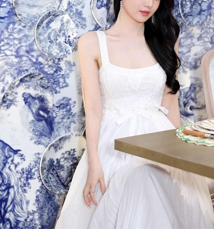 2026 summer new designer fashionable women's sexy suspender fairy like a3 white moonlight flowing long skirt