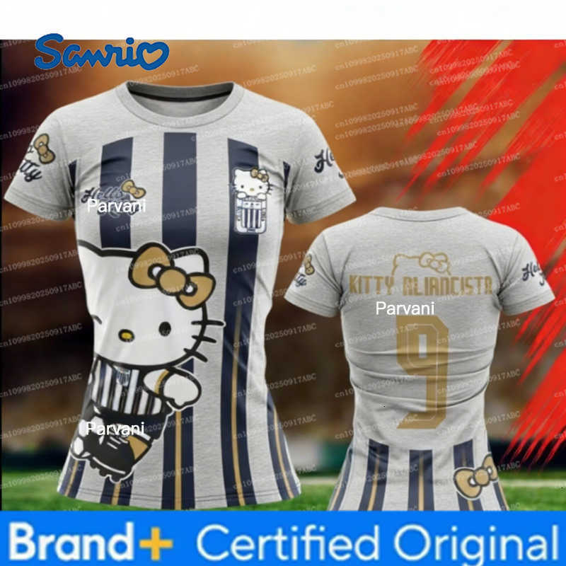 Sanrio Kid TshirtNew Hello Kitty Soccer Jersey T-shirt Sports Training Breathable Jersey Summer Girls Short Sleeve Jersey Women T-shir H260228
