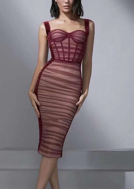 2026 a2 spring/summer fashion sexy transparent designer strapless corset slimming tight dress