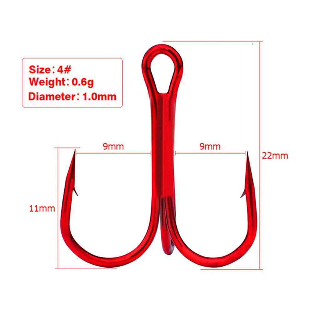 10PCS Black/Red Sharpened Treble Hooks Fish Fishing Tackle Tools Accessories Z260228