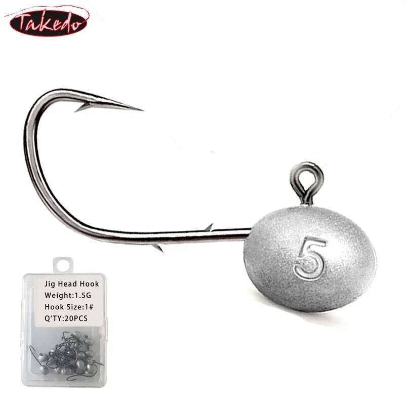 TAKEDO HG31 1.5G 2.5G 3.5G 5G Root Fishing Jig Head Double Back Barbed MUSTAD Hooks Soft Worm Hook For Bass Catfish Z260228