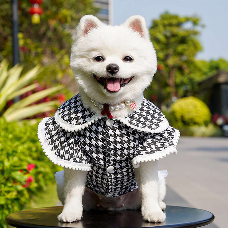 Famous brand Chanel Style Large Leash Dog Golden Retriever Flutter Sleeve Dress Teddy Pet Supplies Cat Clothes Apparel pupakaIK