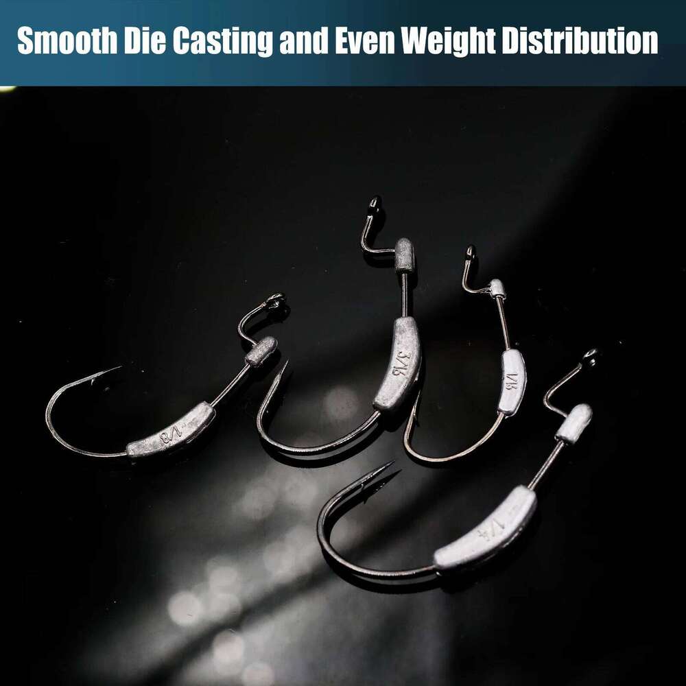 9KM Ewg Weighted 10Pcs for Bass Worm Soft Hook High Strength and Corrosion Resistance Z260228